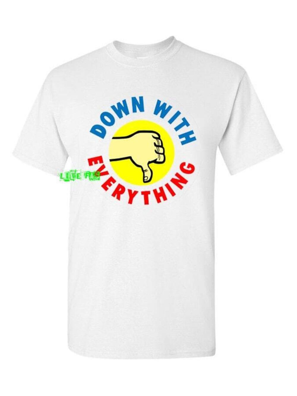 DOWN WITH EVERYTHING T shirt vintage retro 1970s nihilism punk rock dark humor